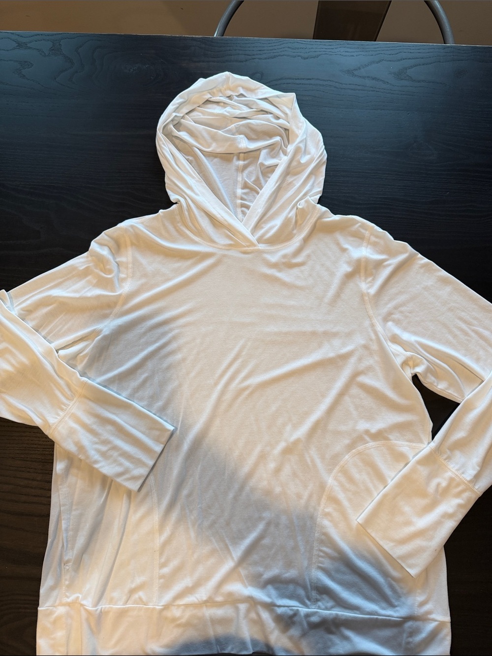 Lightweight White Hooded Pullover